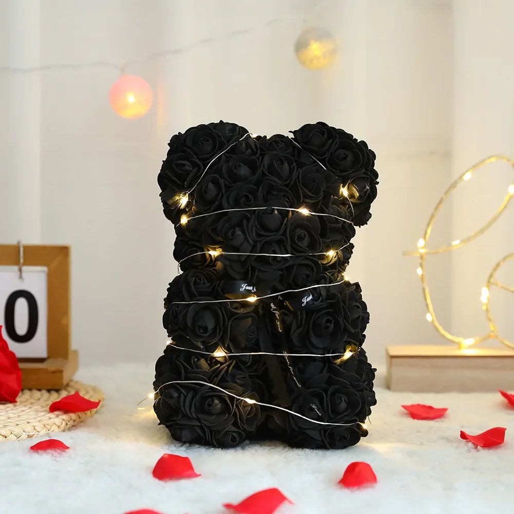 25 cm Rosenbär – Künstliche Blumen, Geschenkidee