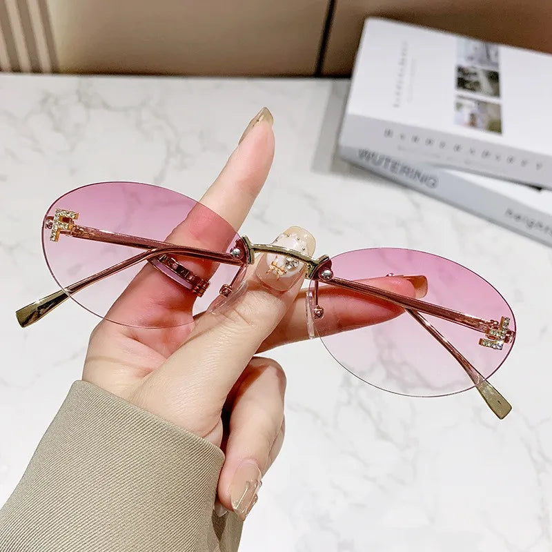 Elegant Diamond Oval Sonnenbrille