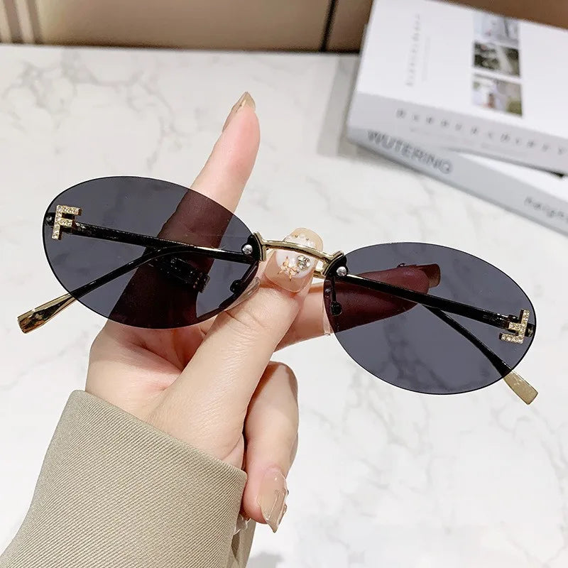 Elegant Diamond Oval Sonnenbrille