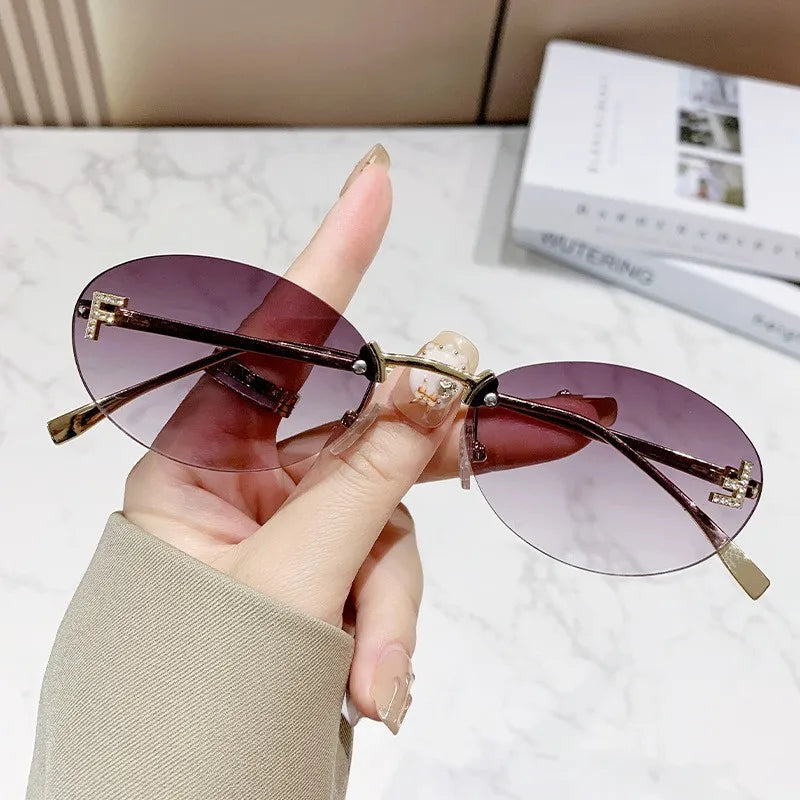 Elegant Diamond Oval Sonnenbrille