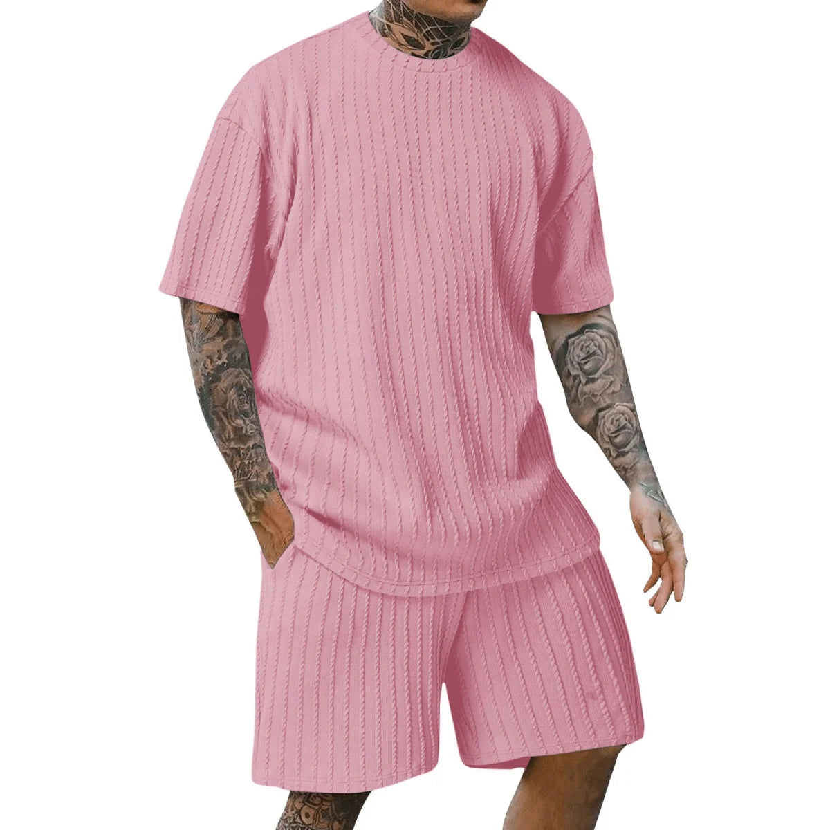 Herren Sommer-Set – T-Shirt & Shorts mit Streifen
