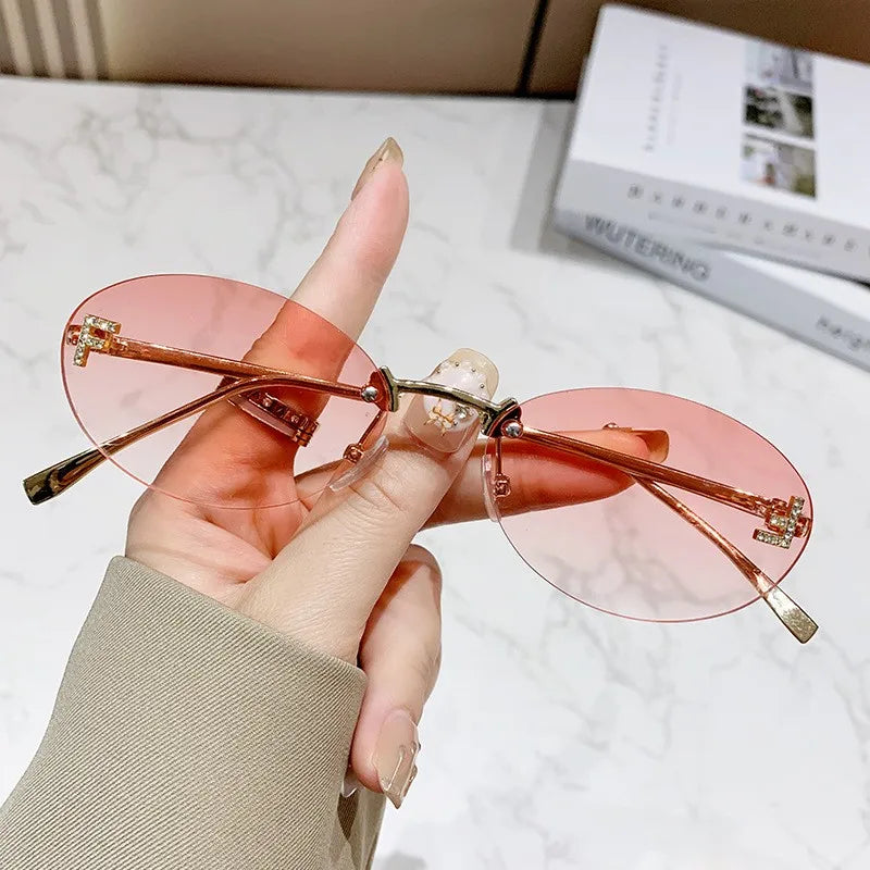 Elegant Diamond Oval Sonnenbrille
