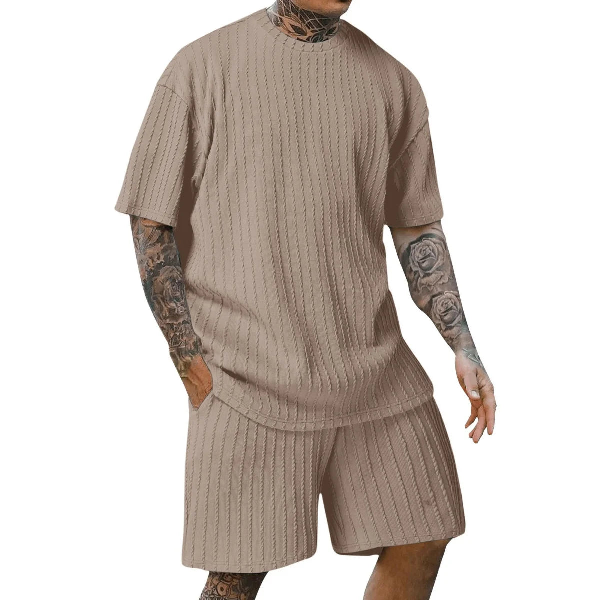 Herren Sommer-Set – T-Shirt & Shorts mit Streifen