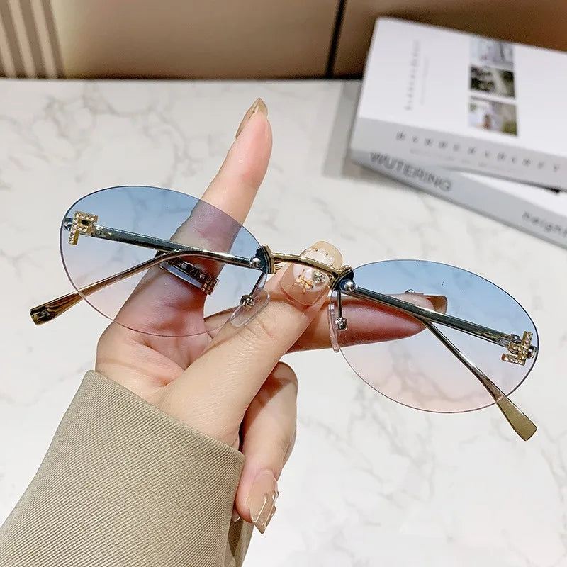 Elegant Diamond Oval Sonnenbrille