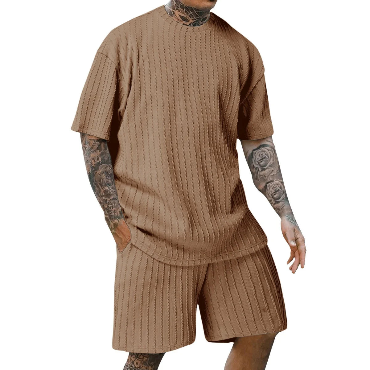 Herren Sommer-Set – T-Shirt & Shorts mit Streifen