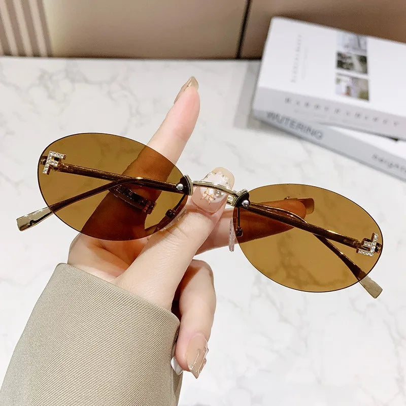 Elegant Diamond Oval Sonnenbrille