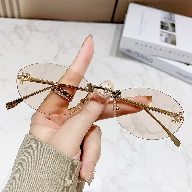 Elegant Diamond Oval Sonnenbrille
