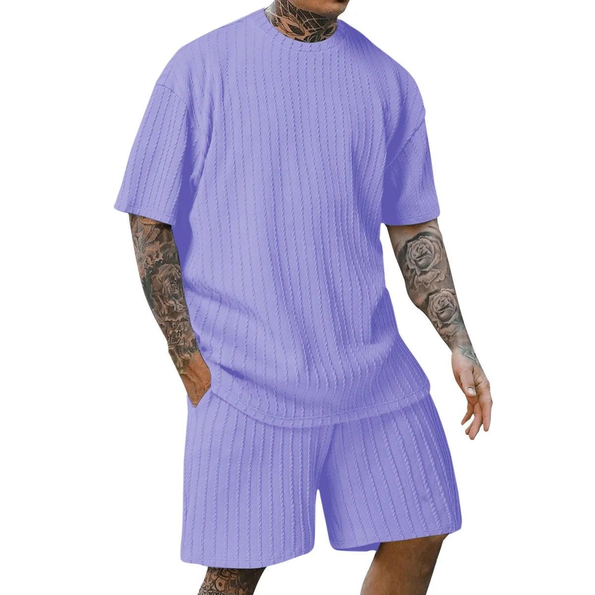 Herren Sommer-Set – T-Shirt & Shorts mit Streifen