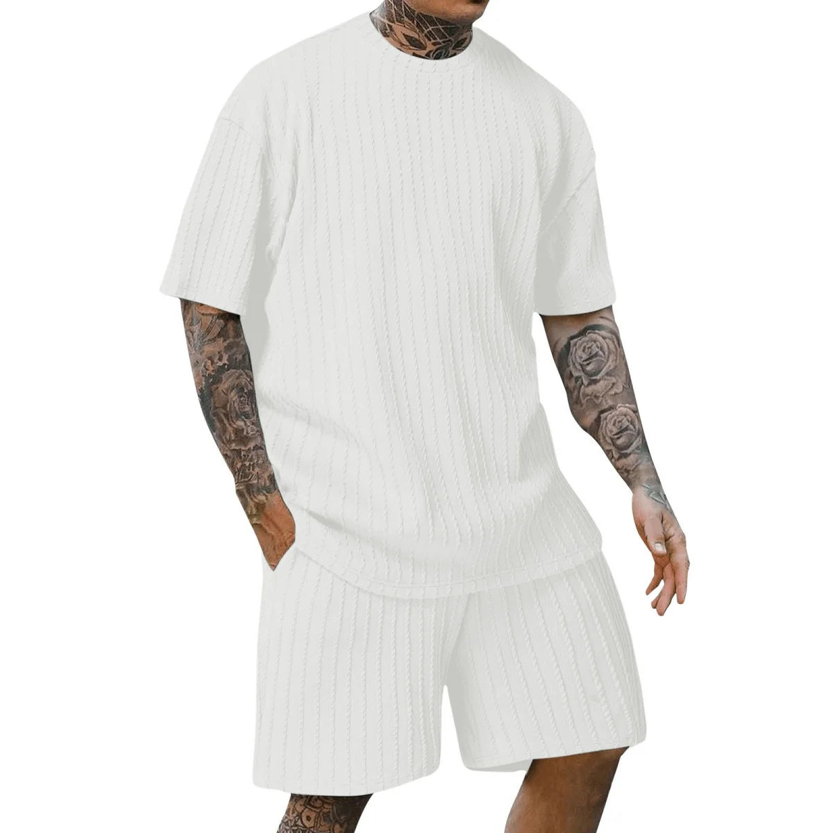 Herren Sommer-Set – T-Shirt & Shorts mit Streifen