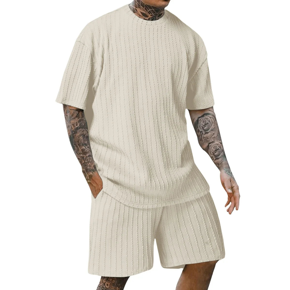 Herren Sommer-Set – T-Shirt & Shorts mit Streifen