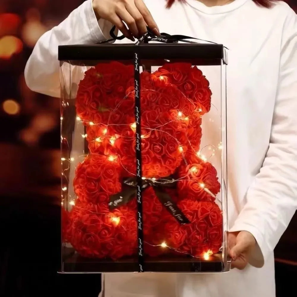 25 cm Rosenbär – Künstliche Blumen, Geschenkidee