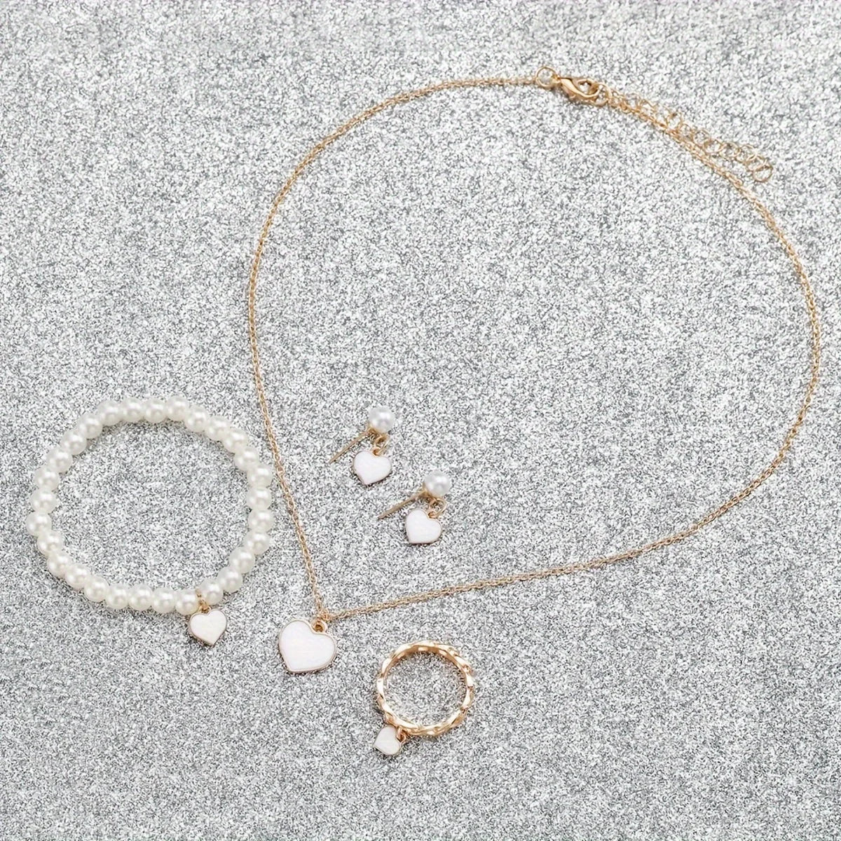 6er Set Damen-Uhren – Weiß, elegant, mit Lederarmband